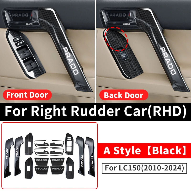 For Toyota Land Cruiser Prado 150 2010-2024 2023 2022 Car Door Handle Decorative Glass Switch Button LC150 Interior Accessories