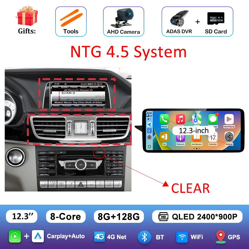 Android Car Stereo for Mercedes-Benz E-Class W212 (2009–2016) — CarPlay, QLED Screen, 4G, GPS