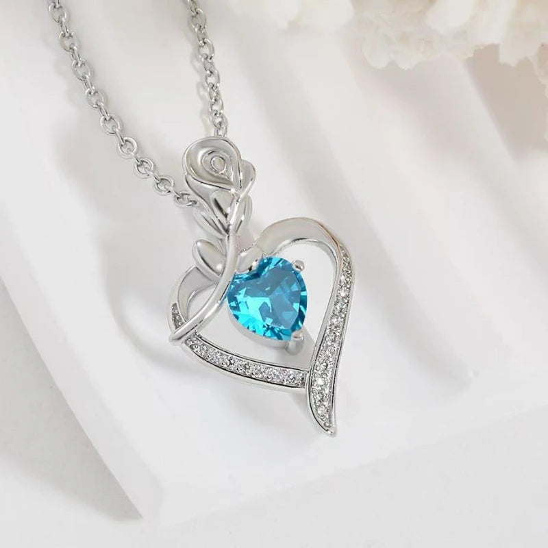 Heart Pendant Necklace for Women – Rhinestone Hollow Design, Mood Tracker, Mother's Day & Best Friend Gift