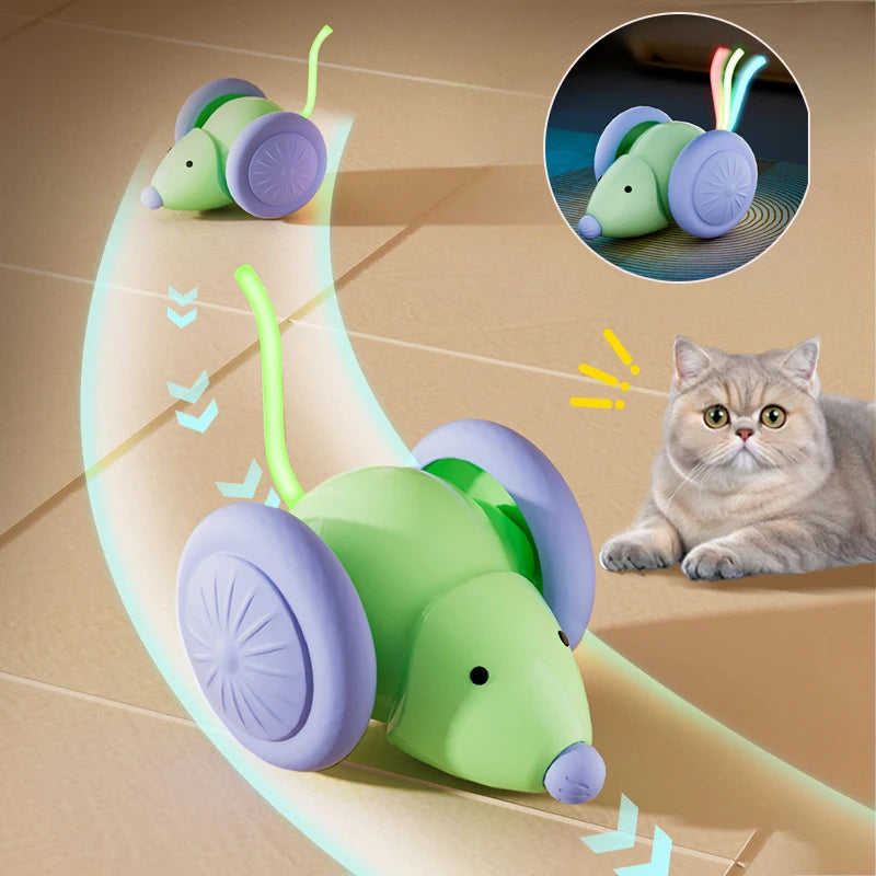 Automatic Mouse Car Cat Toy - Rechargeable, Obstacle Sensing