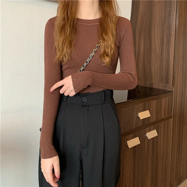 Women's basic knit pullover, crew neck jumper — view 19 of 20
