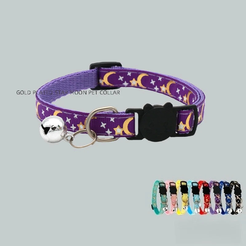 Star & Moon Cat Collar with Bell - Adjustable Kitten Collar – photo 2