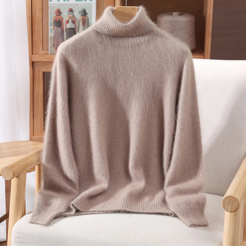 Women's High Collar Knit Sweater, Thick Pullover