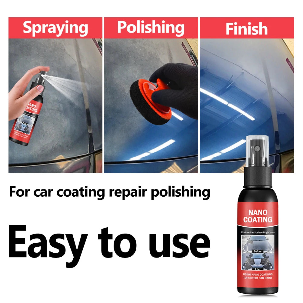 Car Nano Coating Brightening Cars Paint Kit - Professional Auto Polishing Tool, High Gloss Car Paint Scratch Repair Protection