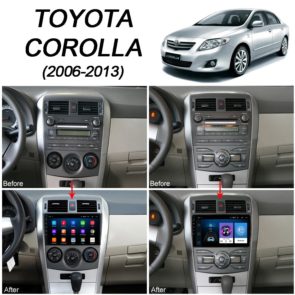 Android 16 Car Radio 4G+WIFI for Toyota Corolla E140/150 2007 2008 2009 2010 2011 2012 2013 Multimedia Player 2 Din DVD Speakers