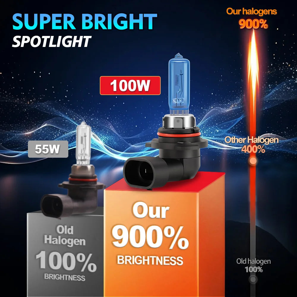 H7 H4 H11 5202 H1 HB3 HB4 H13 6000K White Halogen Headlight Bulbs 100W High Power Fog Light Lamp H8 H9 9007 880 Car Lamp 2 Pack