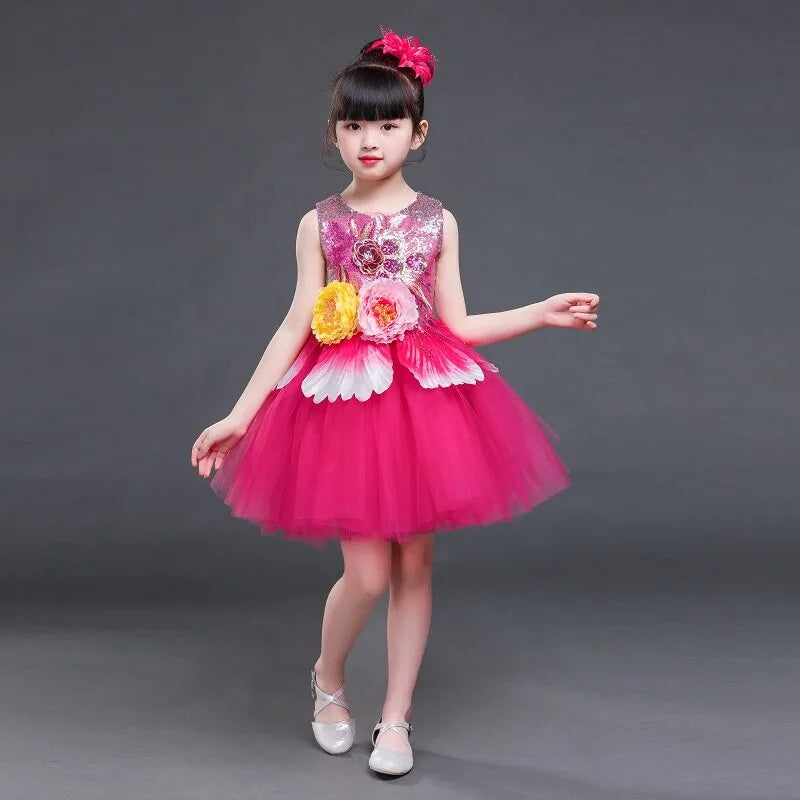 Girls multicolor modern dance dress