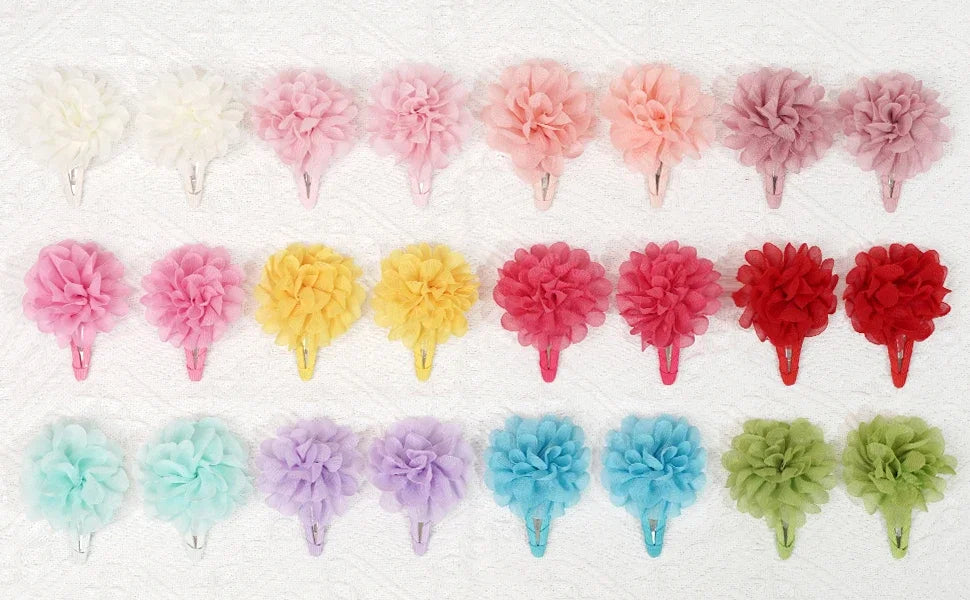 6Pcs Cute chiffon flower Anti slip bangs hair clip princess hair accessory suitable for girls daily use a choice as a gift