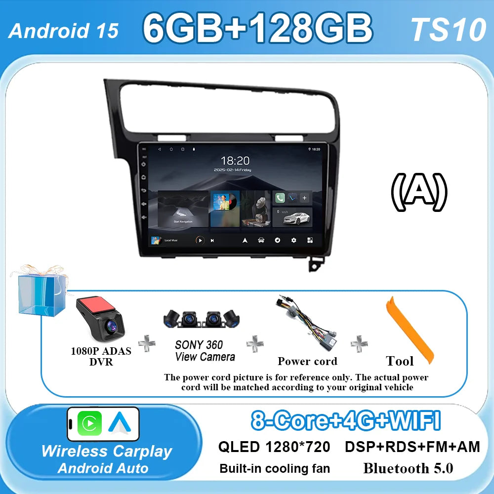 Car Stereo with Apple CarPlay & Android Auto, Compatible with VW Golf 7 (2012-2020)