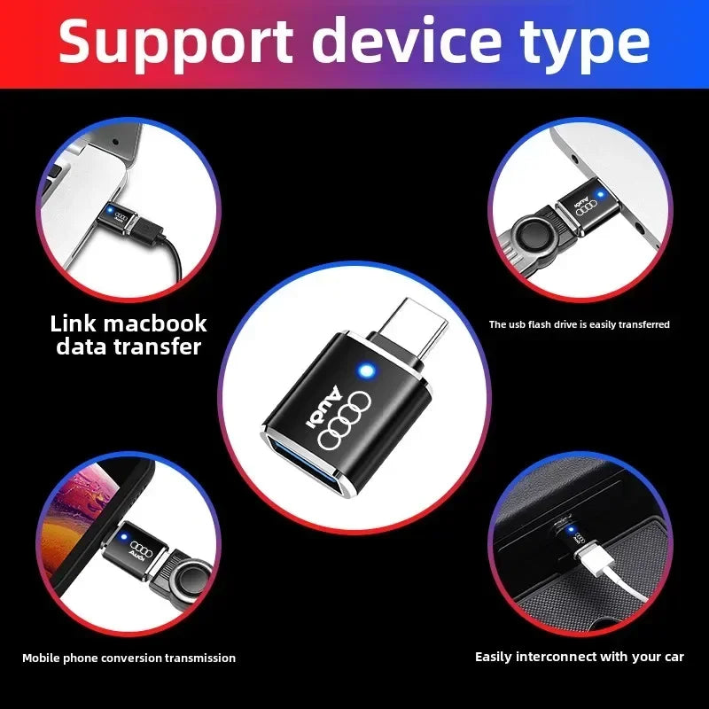 1/2pcs For Audi A1 A3 A4 A5 A6 S3 S7 S8 R8 Q2 Q3 Q5 Q7 Q8 SQ5 dedicated car Typec converter USB charging adapter