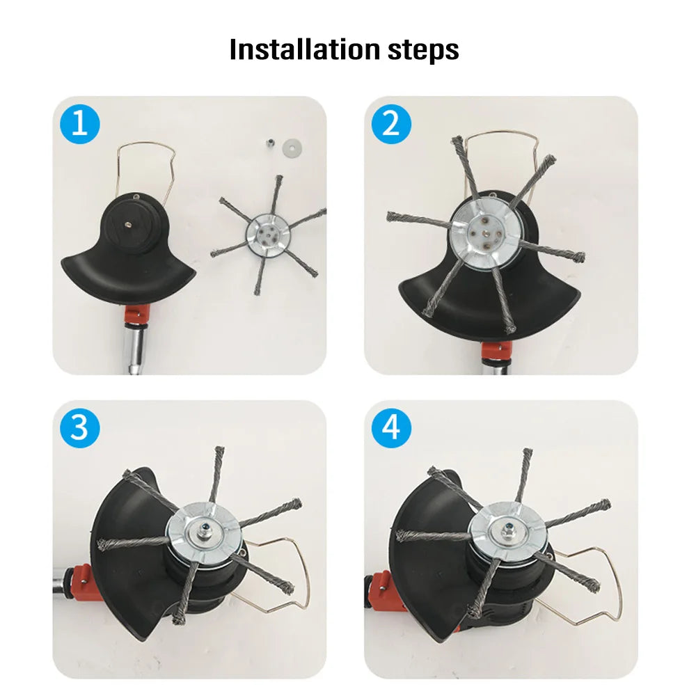 Weed Brush Head Steel Wire Wheel Grass Trimmer Head Removal Moss Rust Lawn Mower Grass Brush Disc Weed Brush Trimmer Heads