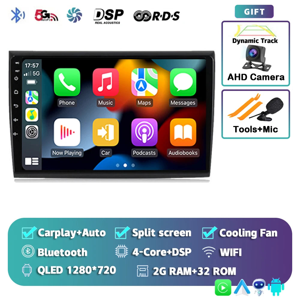 Car Stereo with Apple CarPlay & Android Auto, Compatible with Fiat Bravo 198 II (2007-2014)