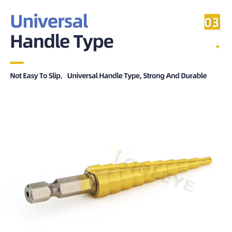 TOOLEYE HSS Titanium Step Drill Bit Set — Stepped Drills for Metal & Wood