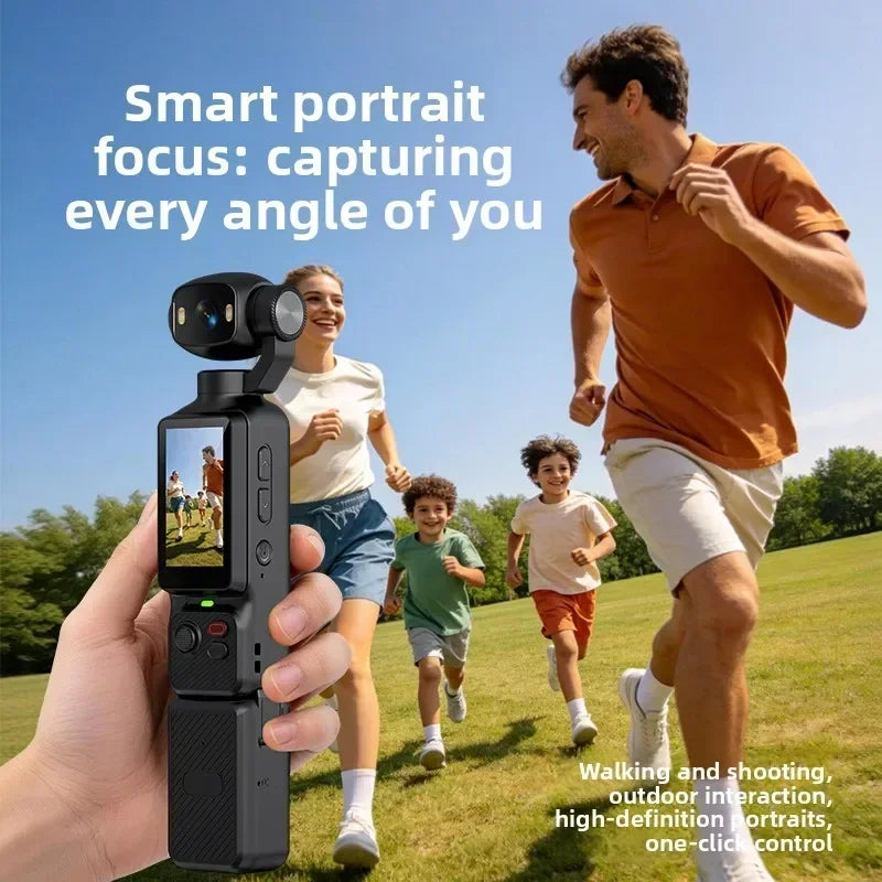 4K Handheld Gimbal Camera — 180° Rotating Lens with Fill Light