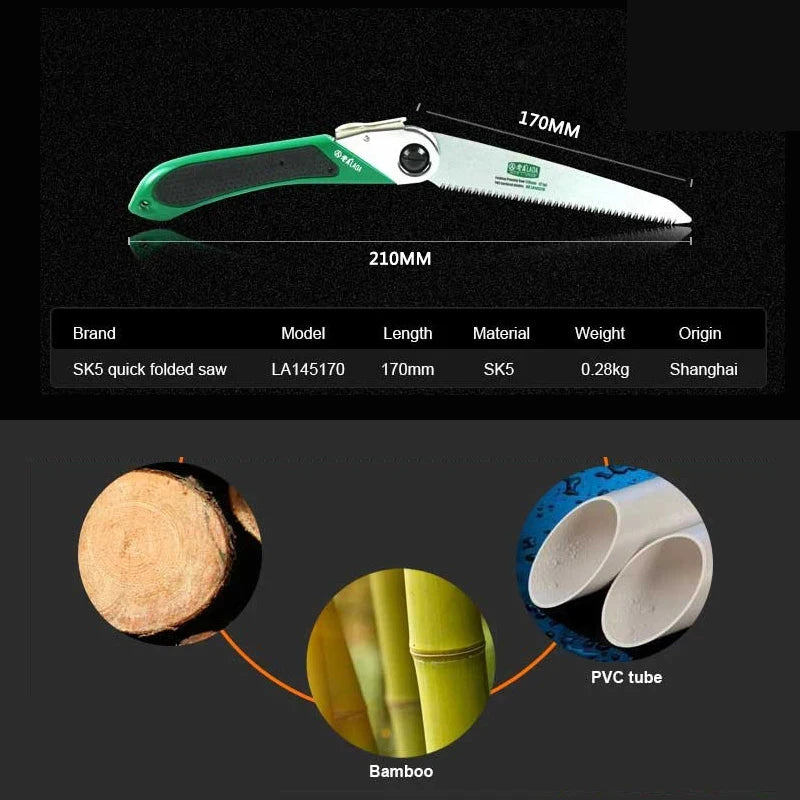 LAOA SK5 Folding Garden Saw – Portable Hand Pruning Saw for Branches, Camping & Logging