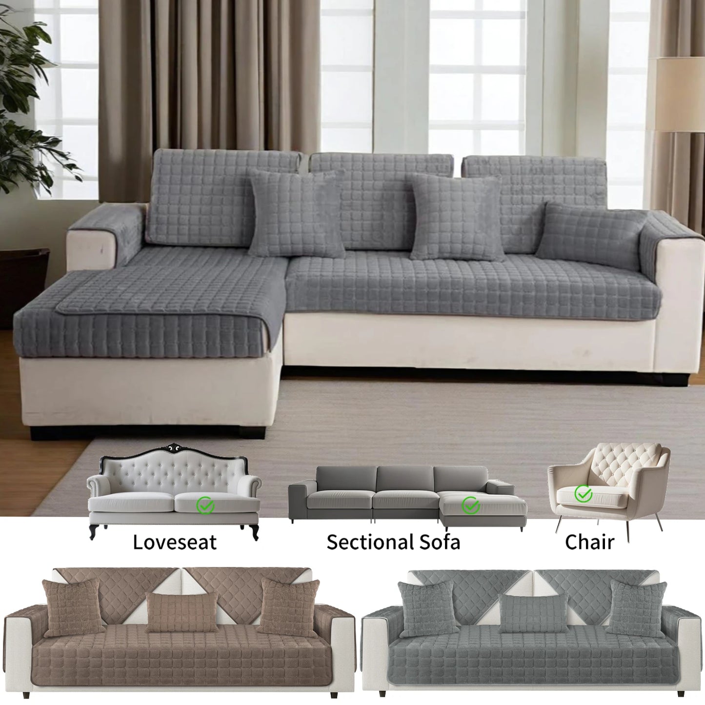 Plush Velvet Non-Slip Sofa Cover for Stylish Living Rooms