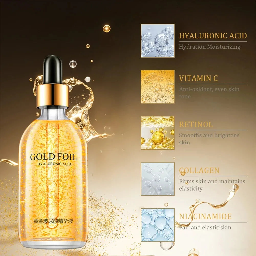 24K Gold Hyaluronic Acid & Collagen Anti-Aging Face Serum 100ml – Lifting, Firming, Whitening & Skin Care for Women