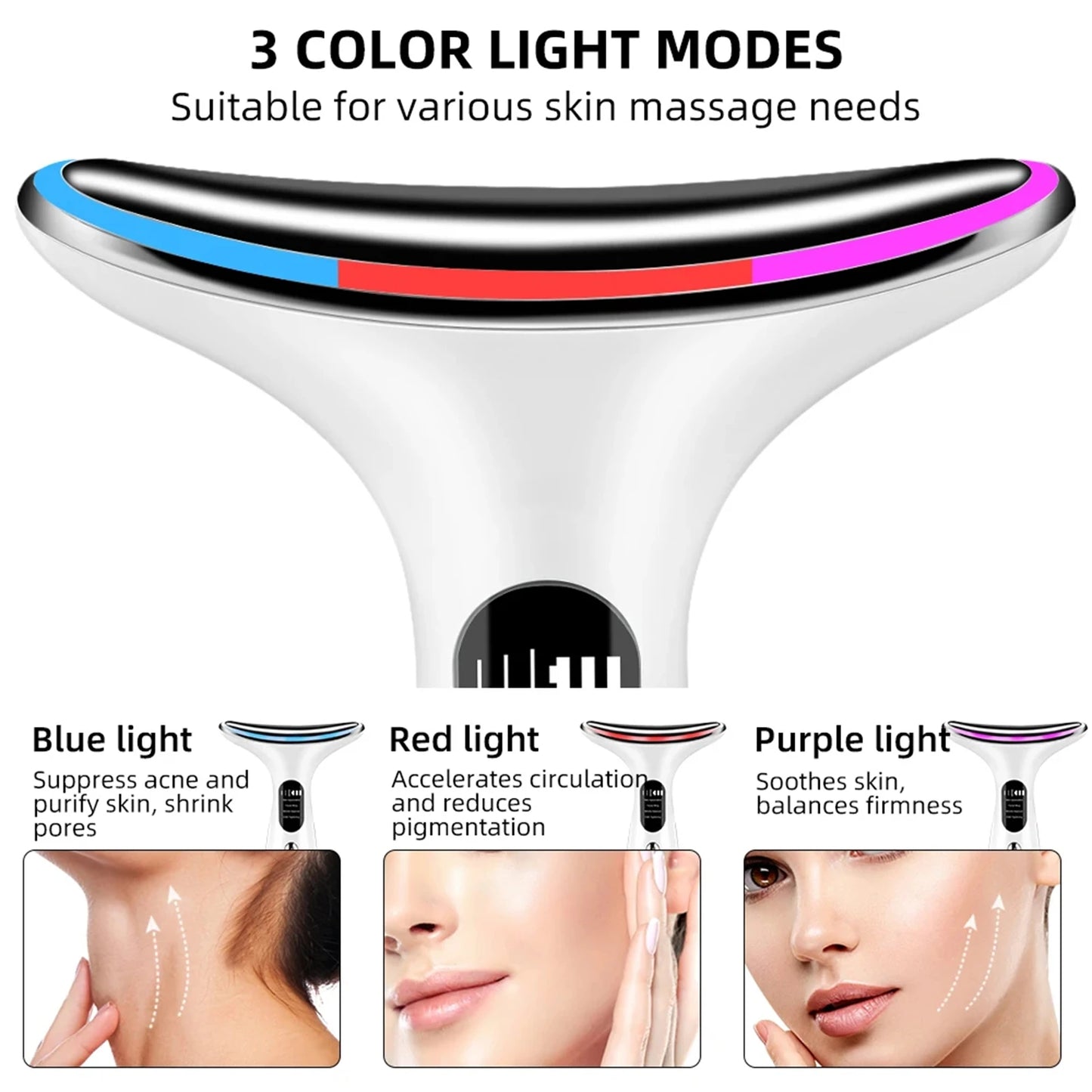 Handheld Face Massager Comfortable Facial Massager Face and Neck Beauty Device for Skin Care Adults Men and Women White