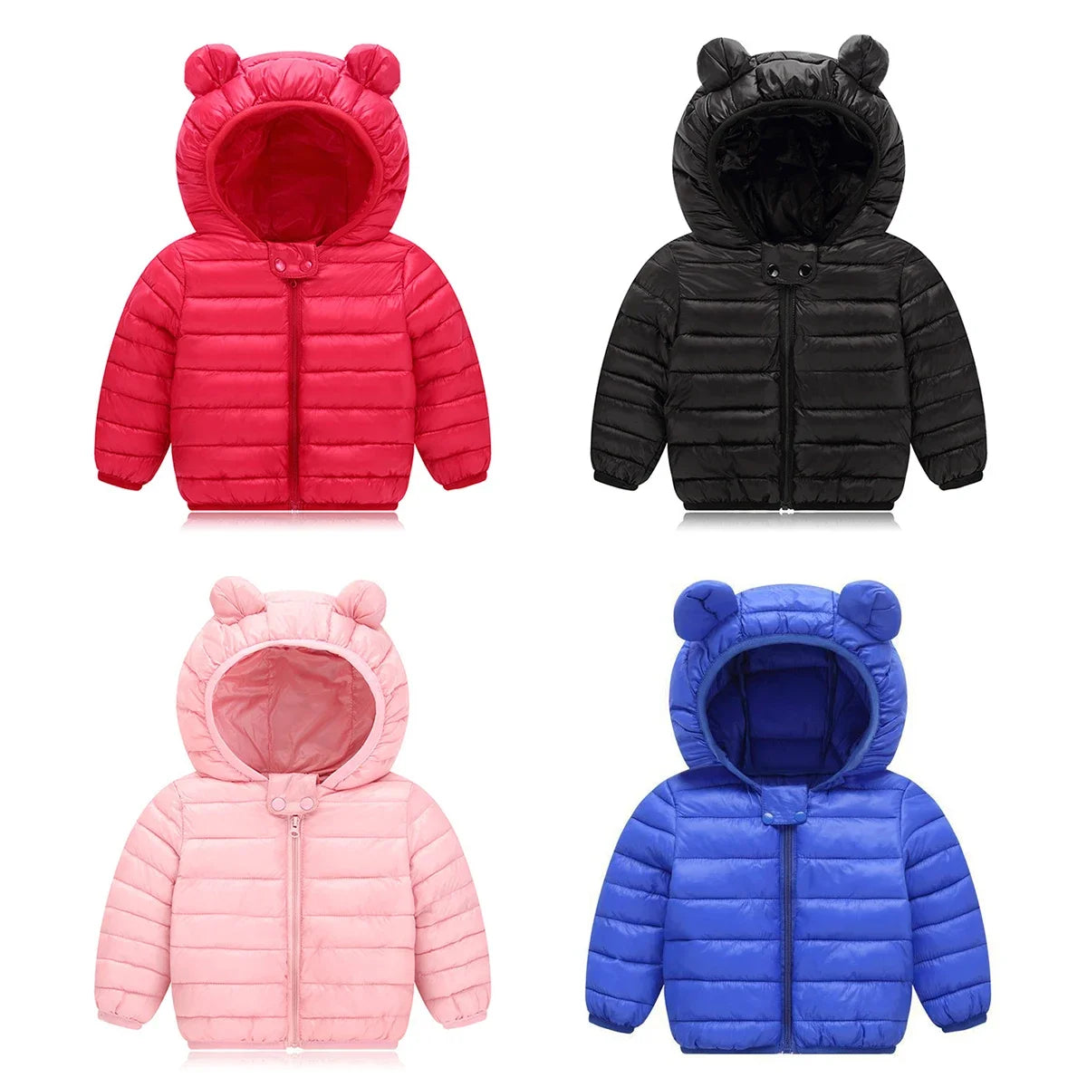 Toddler Girls Light Puffer Coat with Ear Hood - Warm Winter Jacket
