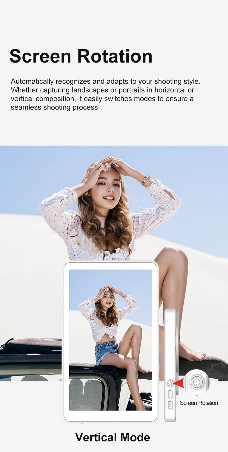 Magnetic Phone Back Vlog Selfie Monitor Screen Live Stream Camera Compatible with iPhone & Android