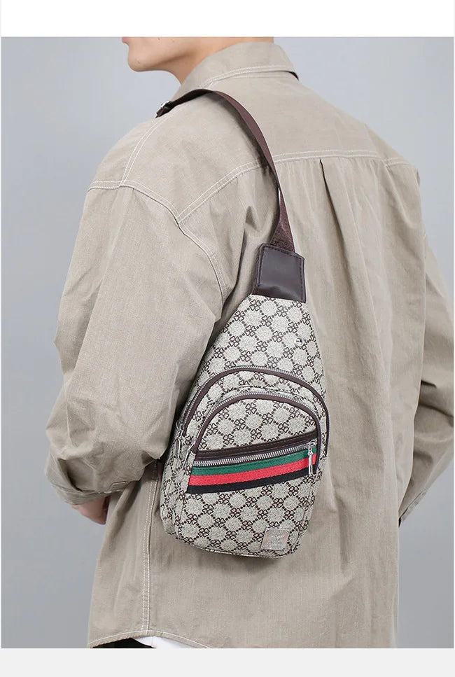 Men's Multifunction Messenger Bag Shoulder Cloth Chest Bags Crossbody Casual Handbag with Earphone Hole