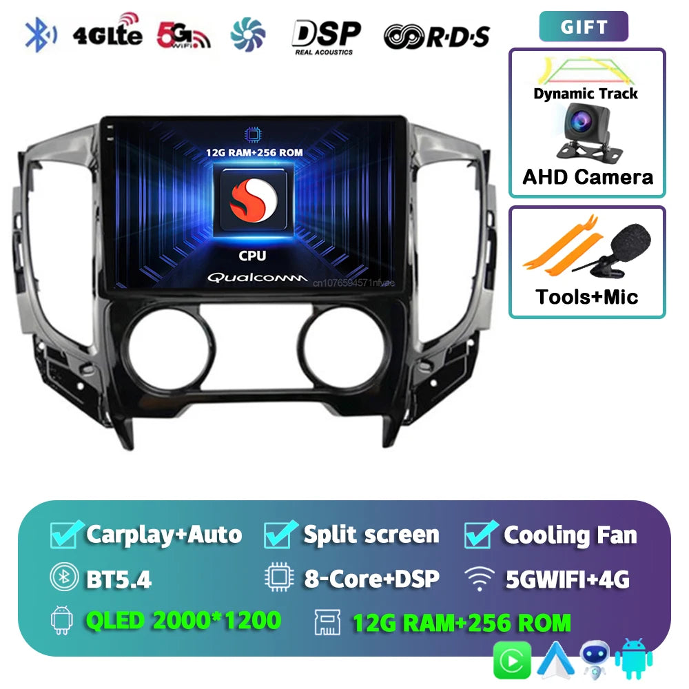 9" Android Car Stereo for Mitsubishi Pajero Sport 3 & L200 (2015–2019) — CarPlay, Android Auto, DSP, WiFi+4G
