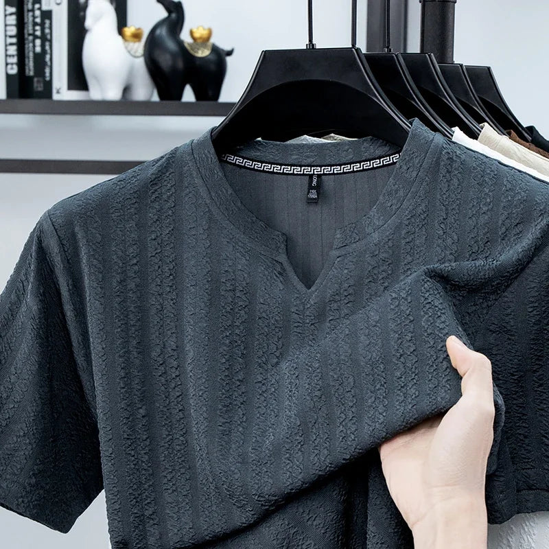 Men's Bubble-Texture Polo - Notched Collar, Soft Stretch Knit