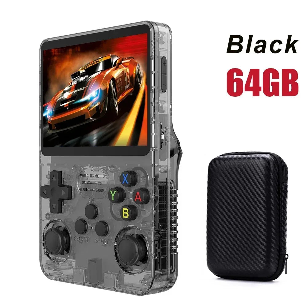 64GB/128GB Open Source R36S Video Game Console Linux System 3.5 Inch IPS Screen Orange Portable Pocket Video Player With bag