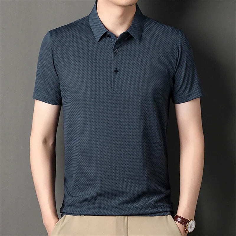 Men's Ice-Silk Polo - Wrinkle-Resistant Cool-Touch, Quick-Dry