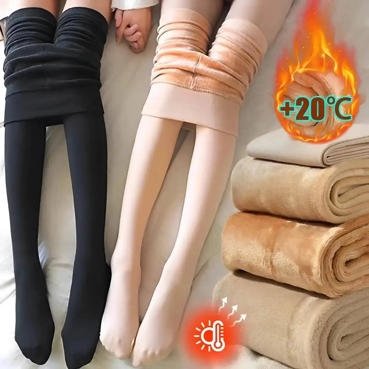 Women's Fleece Lined Sheer-Look Tights - Non-Slip Footed Thermal Pantyhose