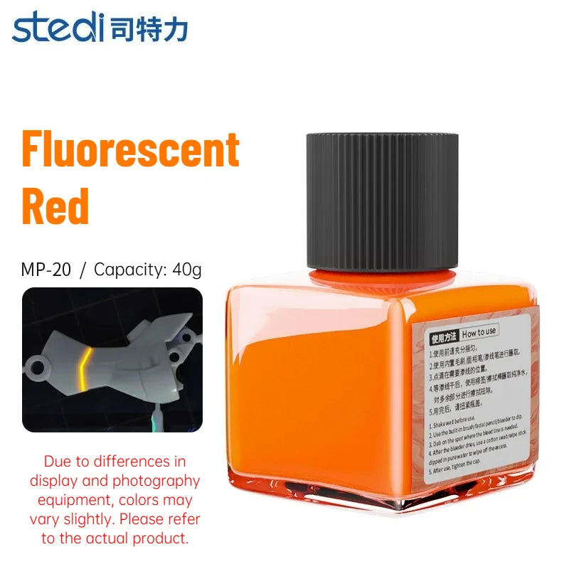 Stedi MP-20~MP-29 Fluorescent Panel Line Acrylic Paint 40g for Model Building Fluorescent Ink Panel Line Accent Color Assembly
