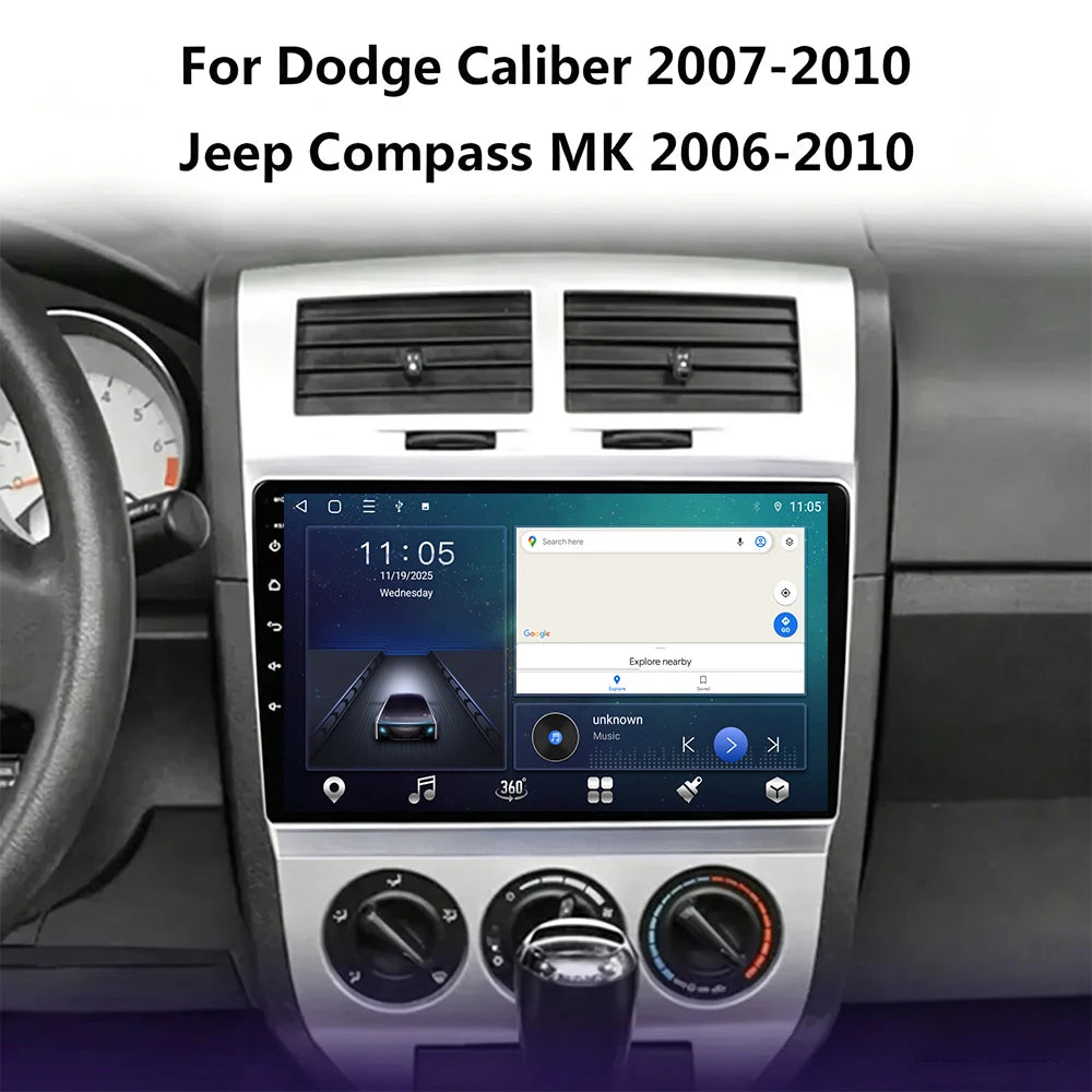 Car Stereo with Apple CarPlay & Android Auto, Compatible with Dodge Caliber & Jeep Compass MK