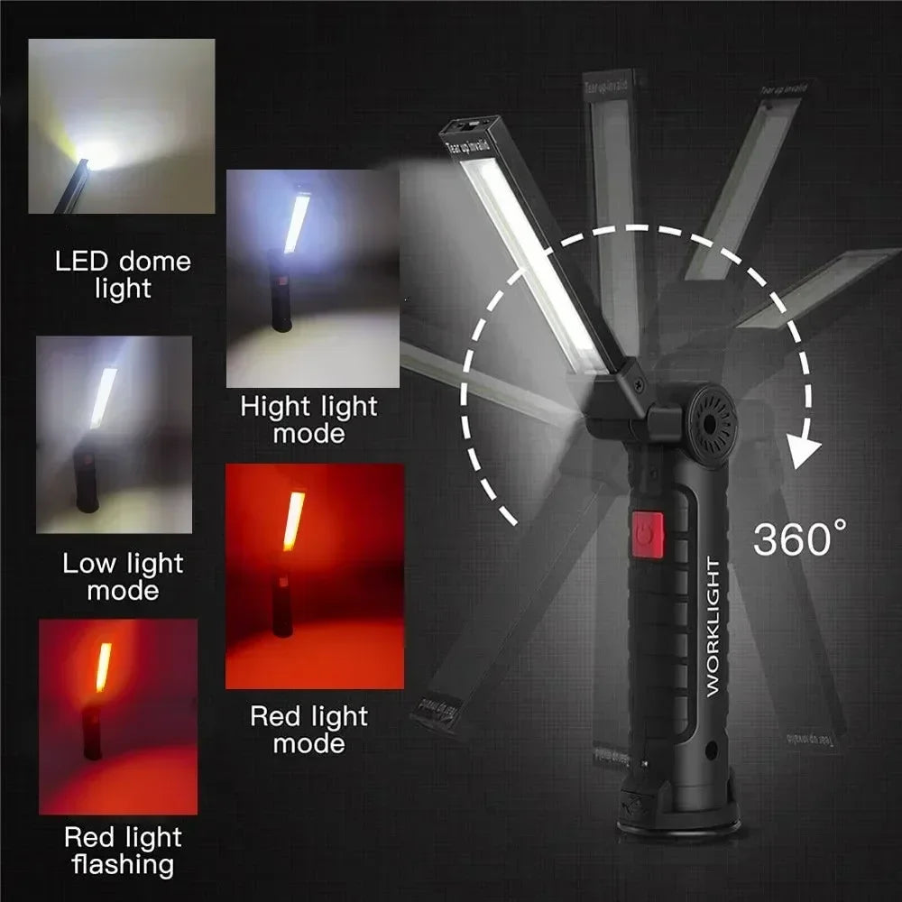 1pc COB LED Work Light Dimmable USB Rechargeable LED Flashlight Inspection Lamp With Magnet&Hook 14500/18650 Battery Torch light