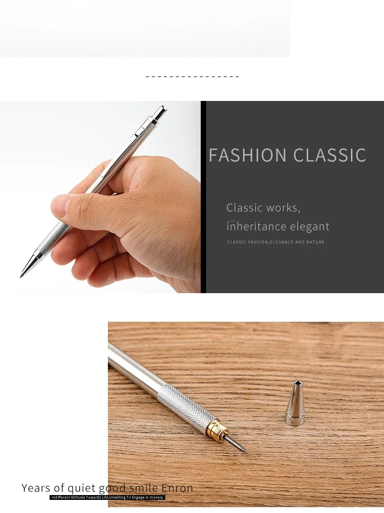 Full Metal Mechanical Pencil Set 0.3 0.5 0.7 0.9 1.3 2.0mm HB Automatic Pencil With Leads,for Art Drawing Writing Sketchin