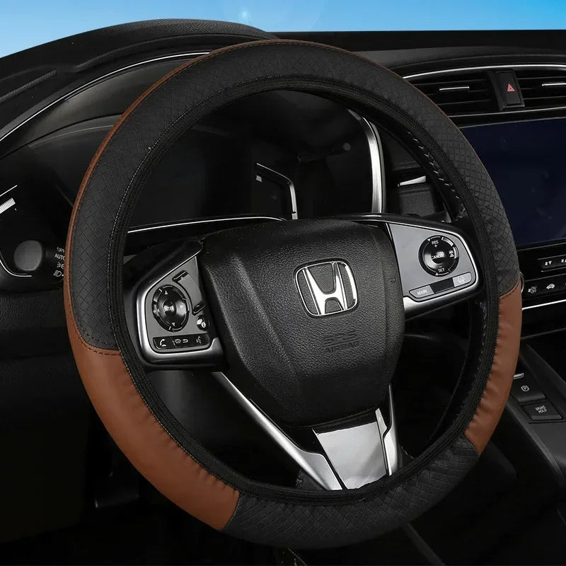 Car 37-38.5cm Steering Wheel Cover Breathable Anti Slip PU Leather Steering Covers Suitable Auto Decoration Carbon Fiber