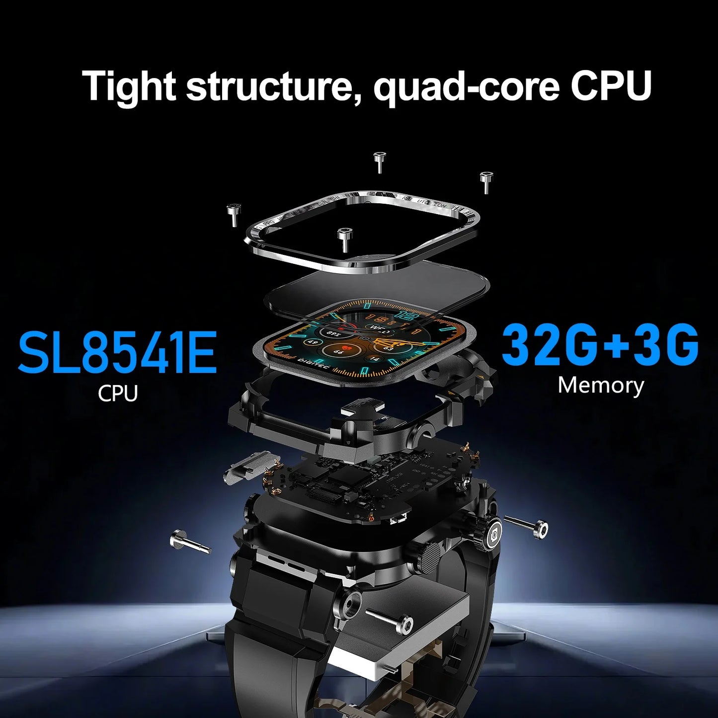 Q888 Smart Watch 4G SIM Full Network Android 10.0 OS GPS WiFi 2.06-inch Rotating Camera 32GB RAM 256GB Storage Latest Model