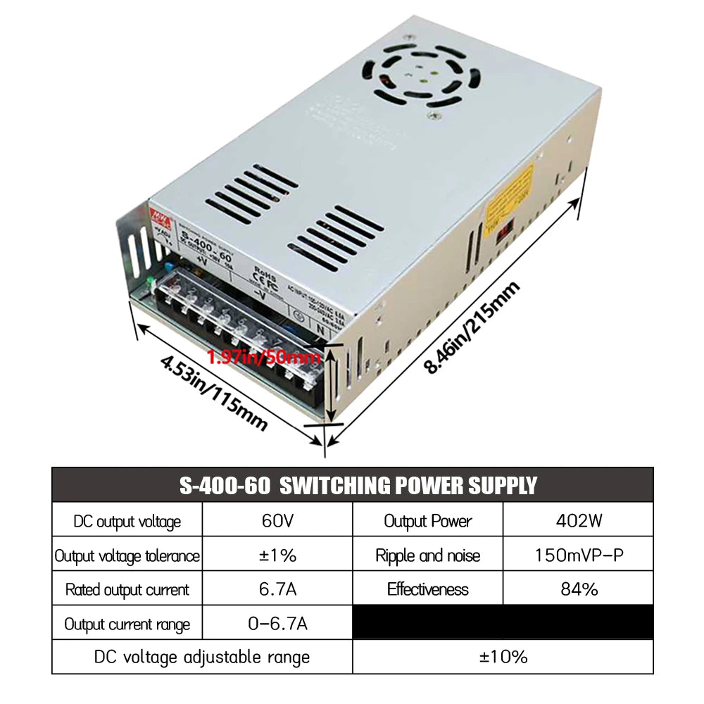 HLTNC CNC Nema34 86mm 4.5N 8.5N 12N Closed Loop Stepper motor Kit + 400W 60V PSU + HBS86H Hybrid Servo Driver + Encoder Cable