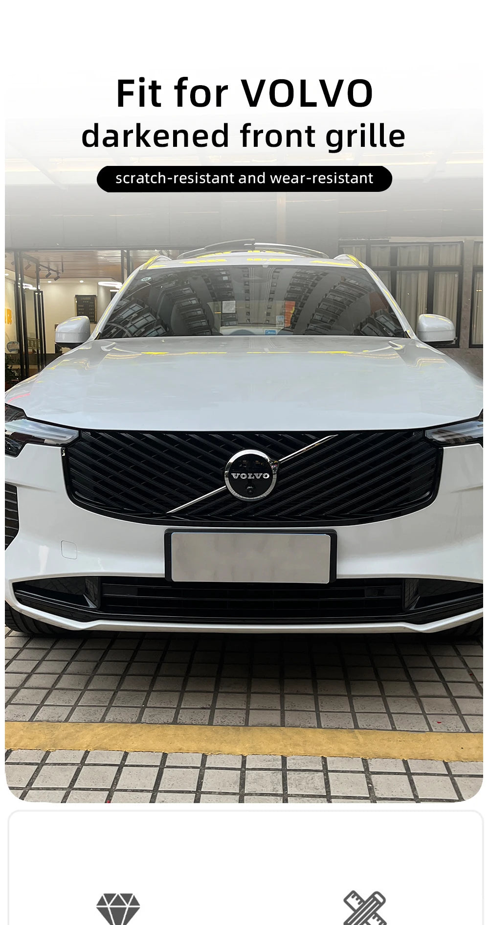 Volvo XC60 XC90 S90 2026 Grille Modification Upgrade – ABS Bright Black Double-Sided Adhesive Install