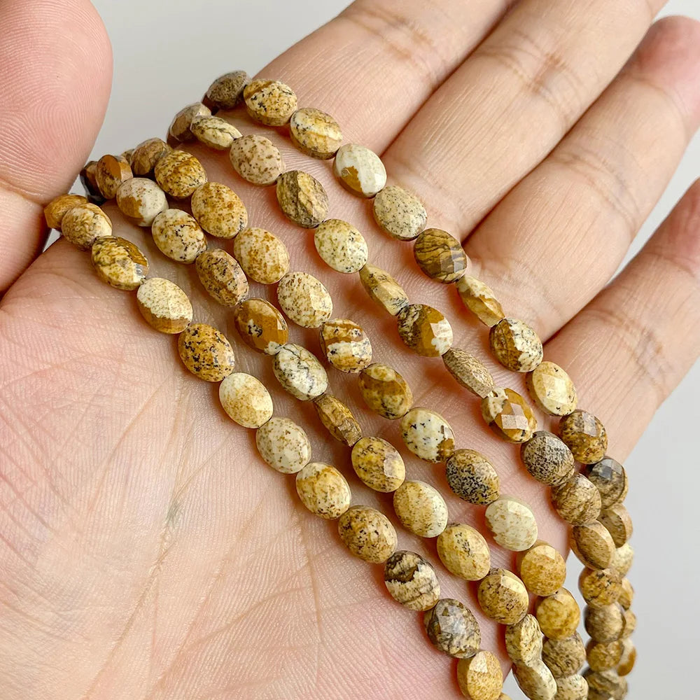 Healing Faceted Gems Beads Oval Shape Natural Crystal Jaspers Stone Loose Beads For Jewelry Making Necklace DIY Bracelet 6x8mm