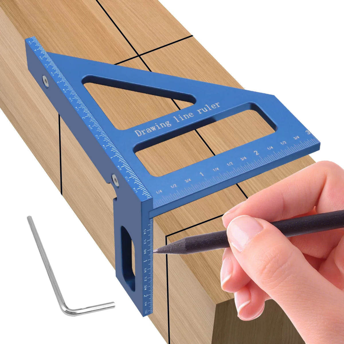 Carpenter Square -Woodworking Square Protractor Aluminum/Plastic Ruler 3D Multi Angle 45/90 Degree Layout Measuring Ruler