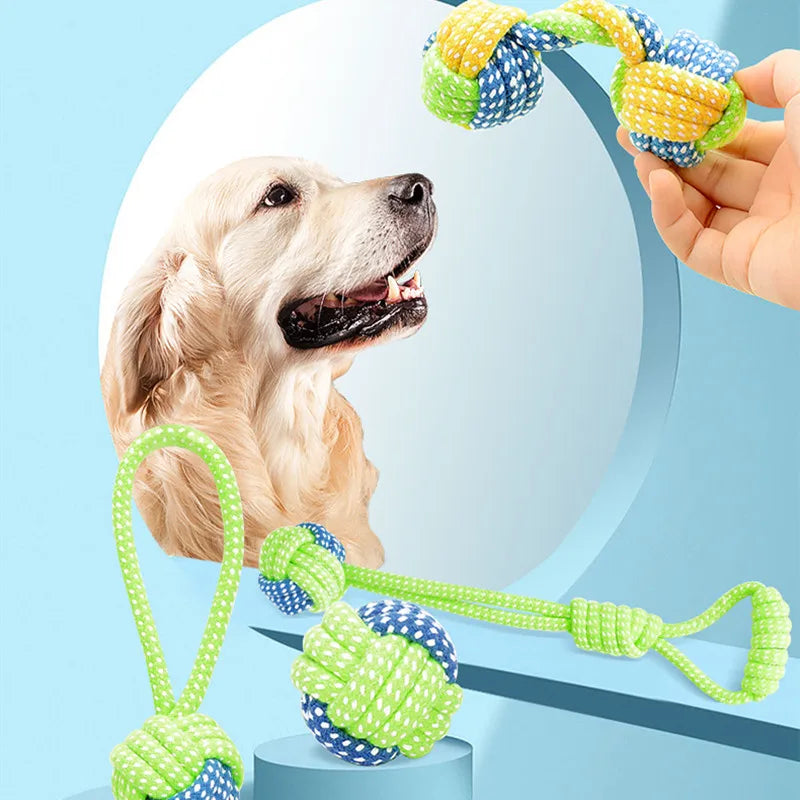 Cotton Rope Dog Toy Ball - Chew & Toothbrush Tug Toy – photo 2