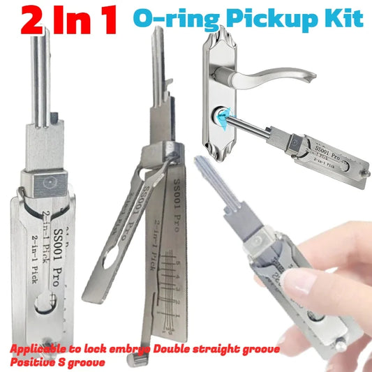 SS001 Stainless Steel Key Decoder & Lock Pick Set – 2-in-1 Precision Hook Tool with O-Ring Pickup Kit | Locksmith Repair Tool