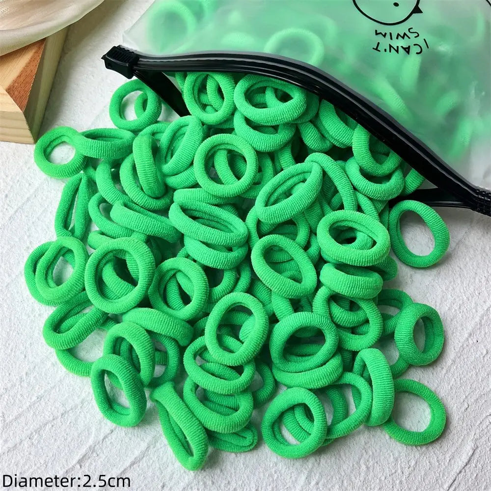 50pcs Black Elastic Hair Band Leagues Ties Colets Scrunchies Springs Gum Accessory For Girl Women No Damage Pigtails Holder Set