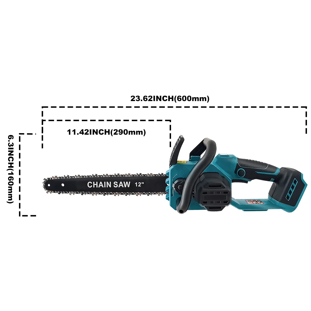 PATUOPRO 12inch Brushless Electric Chain Saw Cordless Chainsaw Woodworking Cutting Home Garden Power Tool For Makita 18V Battery