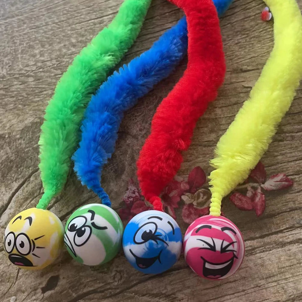Bouncing Caterpillar Cat Toy - Colorful Elastic Teasing Ball – photo 2