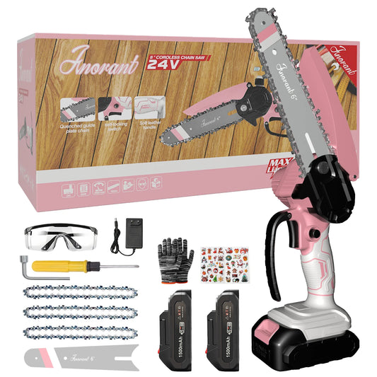 Mini Cordless Electric Chainsaw – 2 Batteries Included | Handheld Portable Saw for Tree & Wood Cutting