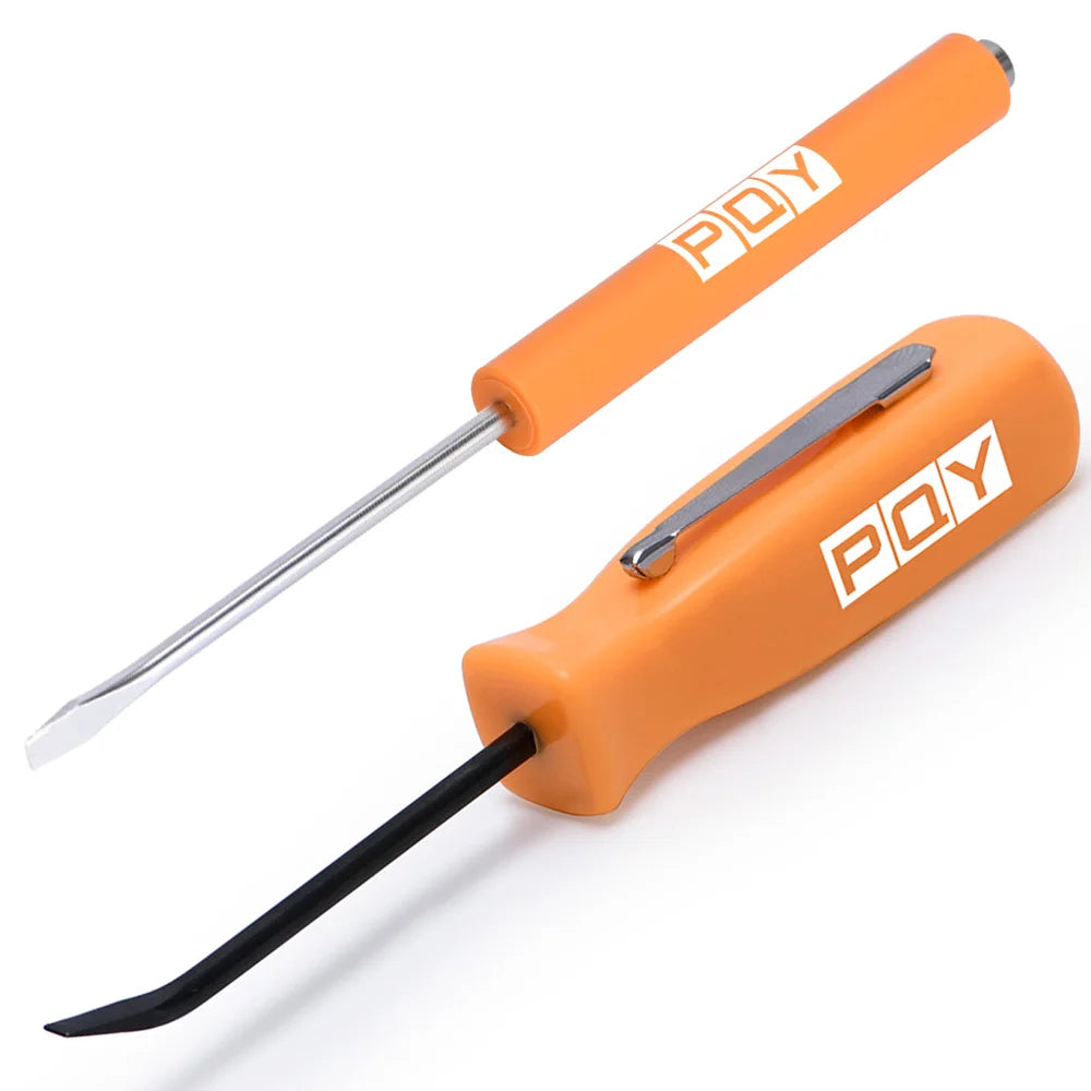 Mini Pocket Clips Screwdriver Strong Magnetic Slotted + Pocket Pry Bar Short Angled Operating Handy Tool 4-Sided Grip