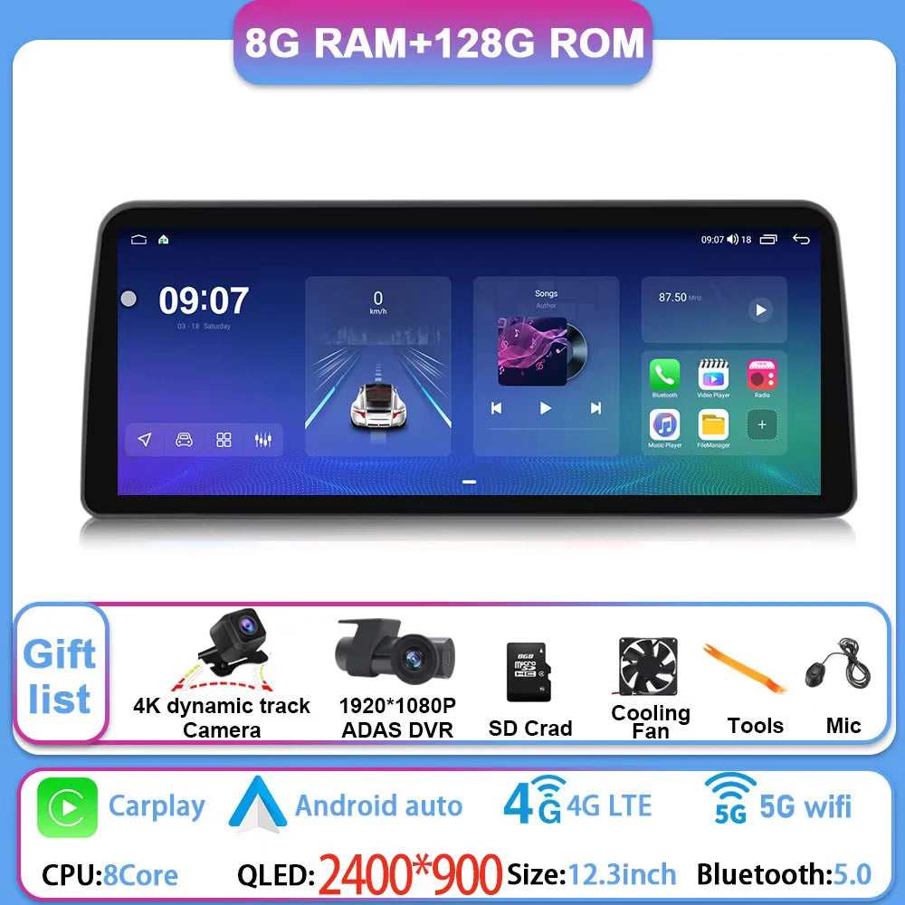 12.3 Inch Android 15 For GMC Yukon Chevrolet Tahoe Silverado 2007 - 2013 Car Radio Multimedia Player GPS Head Unit Auto StereoBT