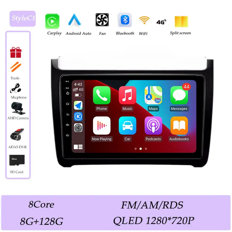 Car Stereo with Apple CarPlay & Android Auto, Compatible with VW Polo 5 (2011-2016)