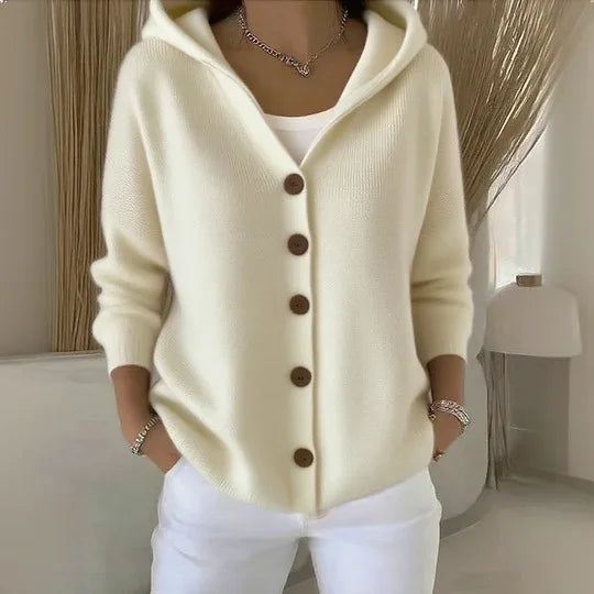 Women's Hooded Knit Cardigan - Casual Open Front V-Neck Sweater - photo 7